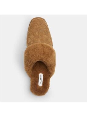 Coach Women's Tan Shearling Slide Mule